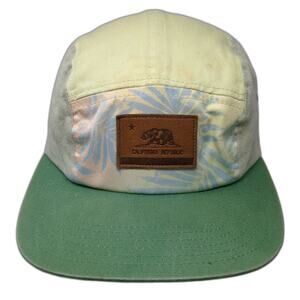 Locale 5 Panel Hat Green Yellow One Size California Republic Bear Palm Leaf